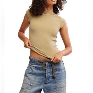 Free People x We The Free Ever Had Tee Ribbed Crewneck T-shirt Light Green Sage